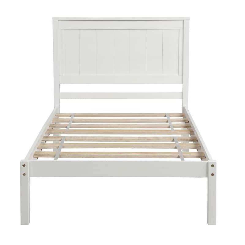Moda Furnishings Platform Bed Frame with Headboard , Wood Slat Support , No Box Spring Needed ,Twin