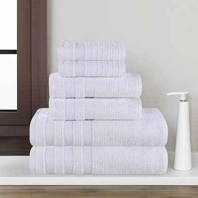 Superior Brea Zero Twist Cotton Ribbed Modern 6 Piece Bathroom Towel Set