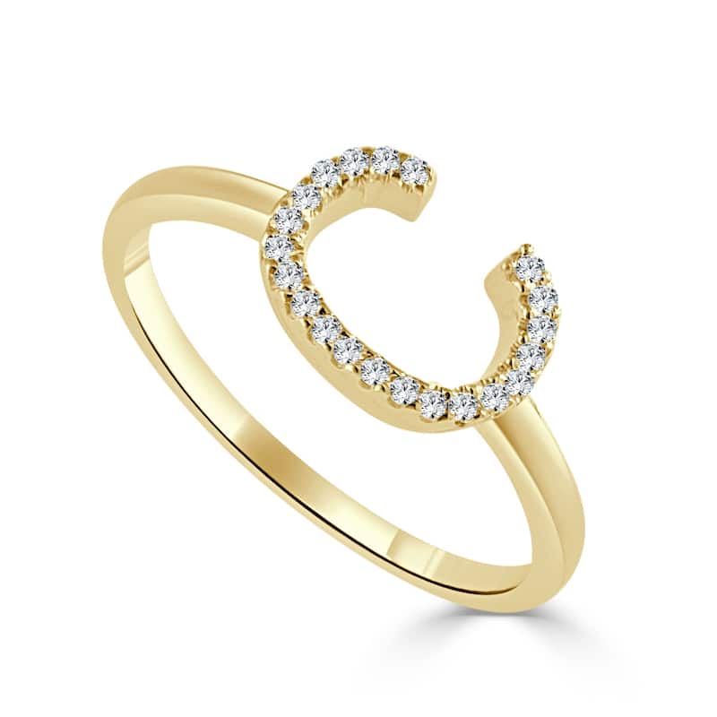 Joelle Collection Diamond Initial Ring for Her 14k Yellow Gold 1/10 ct TDW Women's Ring