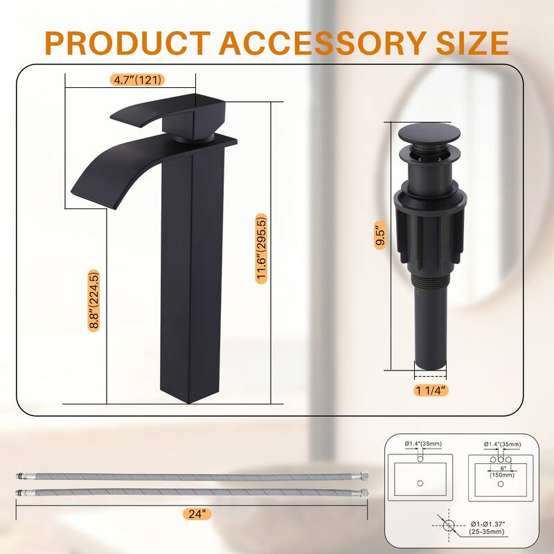 WOWOW Single Handle Single Hole Waterfall Bathroom Vessel Faucet