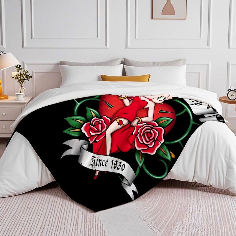 Betty Boop Super Soft Fleece Plush Throw Blanket for Couch Bed Sofa