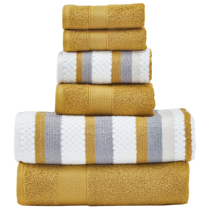 Modern Threads Pax 6-Piece Yarn Dyed 100-Percent Cotton Towel Set - Mustard