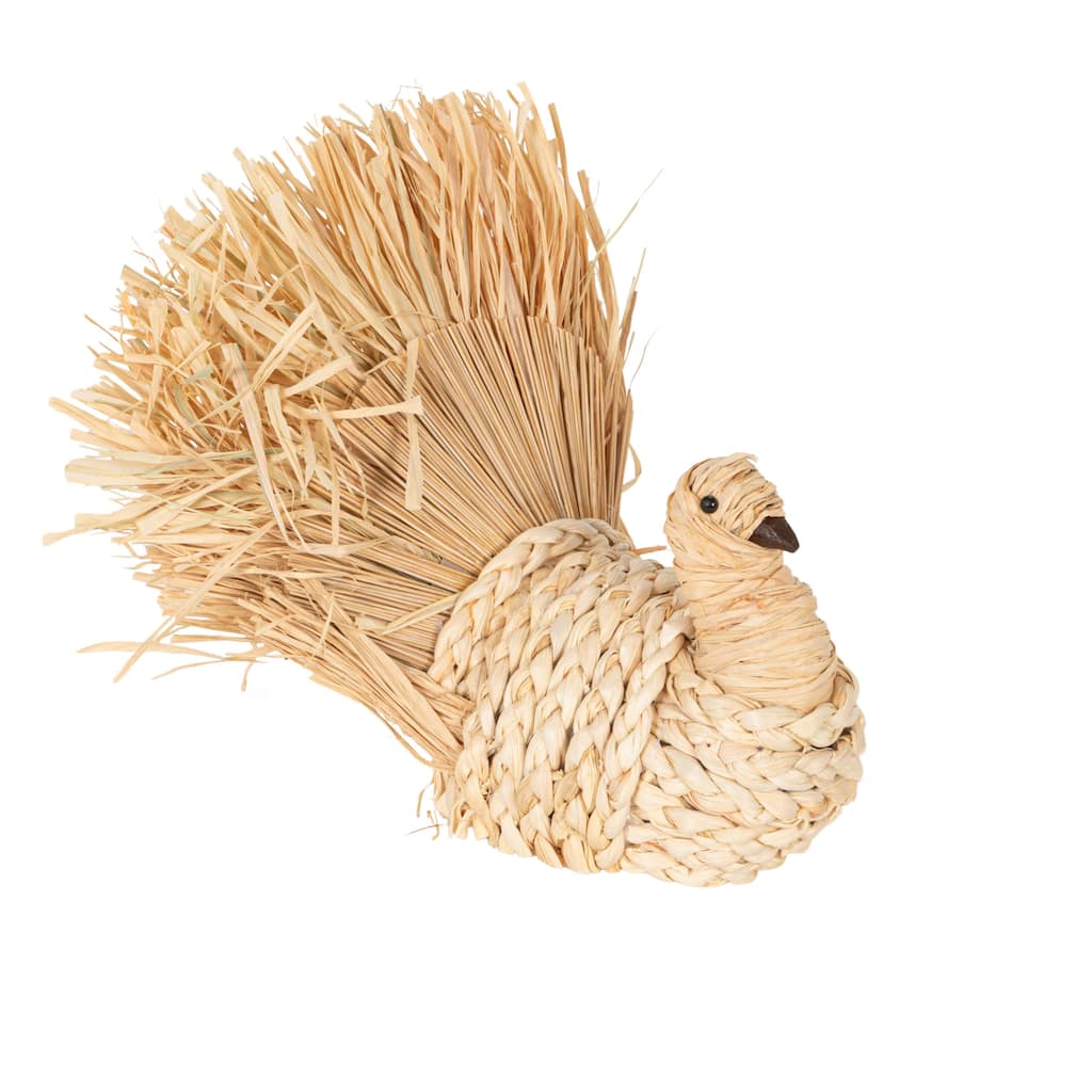 Autumnal Corn Husk Turkey Décor - 11.75" L x 8" W x 9.5" H