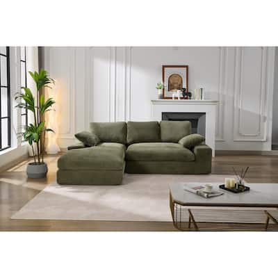Green 98.4" L-Shaped 4-Seat Modular Sofa with Chaise