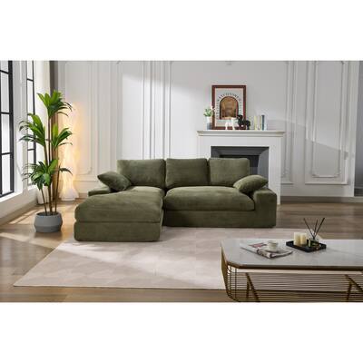 Green 98.4'' L-Shaped 4-Seater Modular Sectional Sofa with Chaise, Modern Design, and Comfortable High-Resilience Foam Cushions