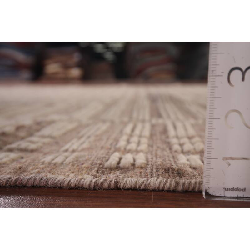 Striped Moroccan Modern Area Rug Hand-Knotted Wool Carpet - 6'0"x 10'0"
