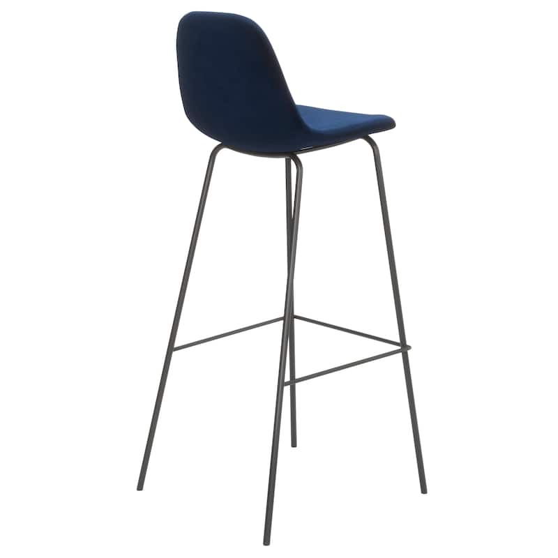 Maxine Velvet Bar Height Stools Black Legs (Set of 2)