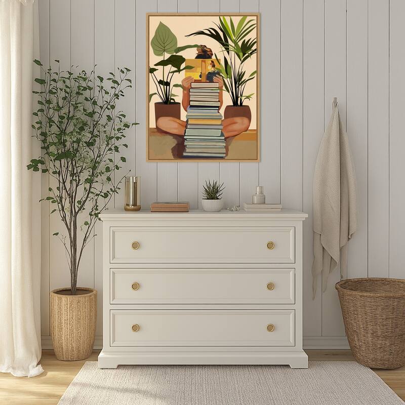 Book Lover by City Art (23 x 30 in.), Framed Canvas Wall Art Print