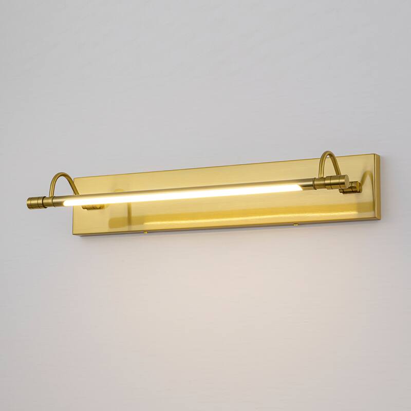 23.1" W Mid-Century Modern Gold Double Arm LED 3000K Barthroom Mirror/Picture Wall Light - 21.3 in. W x 4.3 in. H x 6.7 in. D
