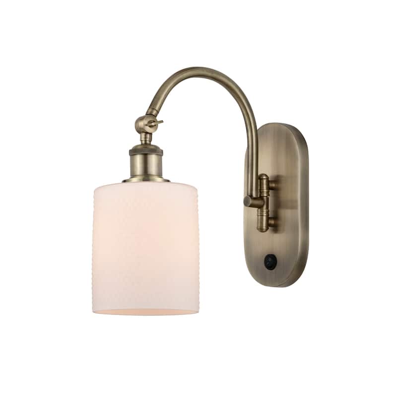 Innovations Lighting 518-1W-13-6 Cobbleskill Sconce Cobbleskill 13" - Antique Brass / Matte White