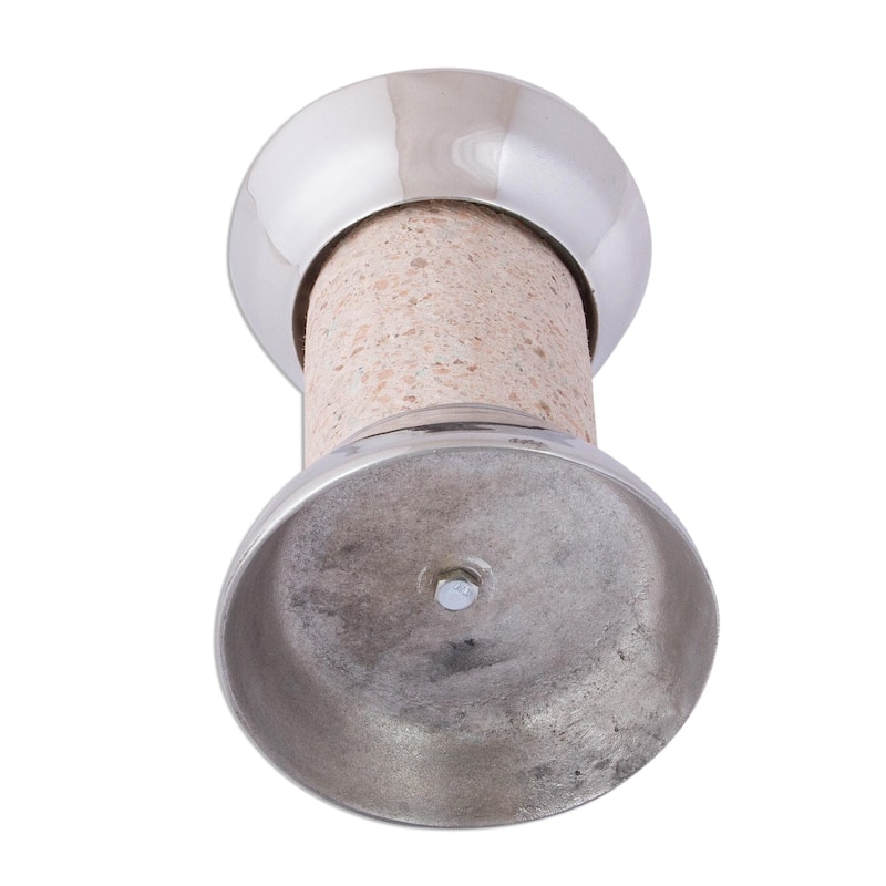 Novica Handmade Gleaming Brightness Pewter And Reclaimed Stone Candle Holder