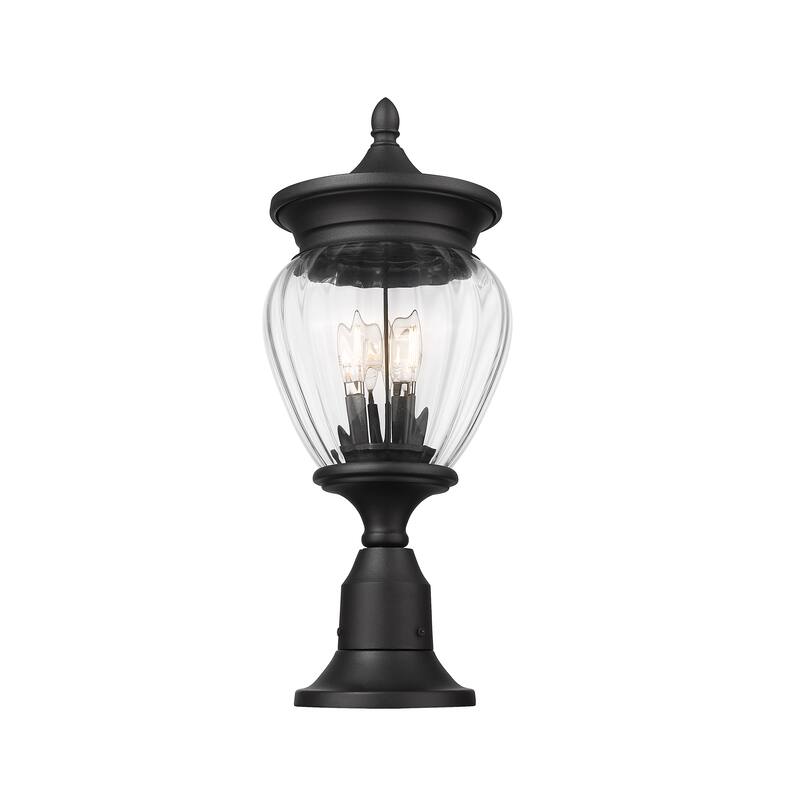Davina 3 Light Outdoor Pier Mounted Fixture in Black