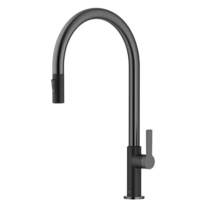 Kraus Oletto 1.8 GPM High Arc Single Handle Pull Down Kitchen Faucet - Matte Black / Spot Free Black Stainless