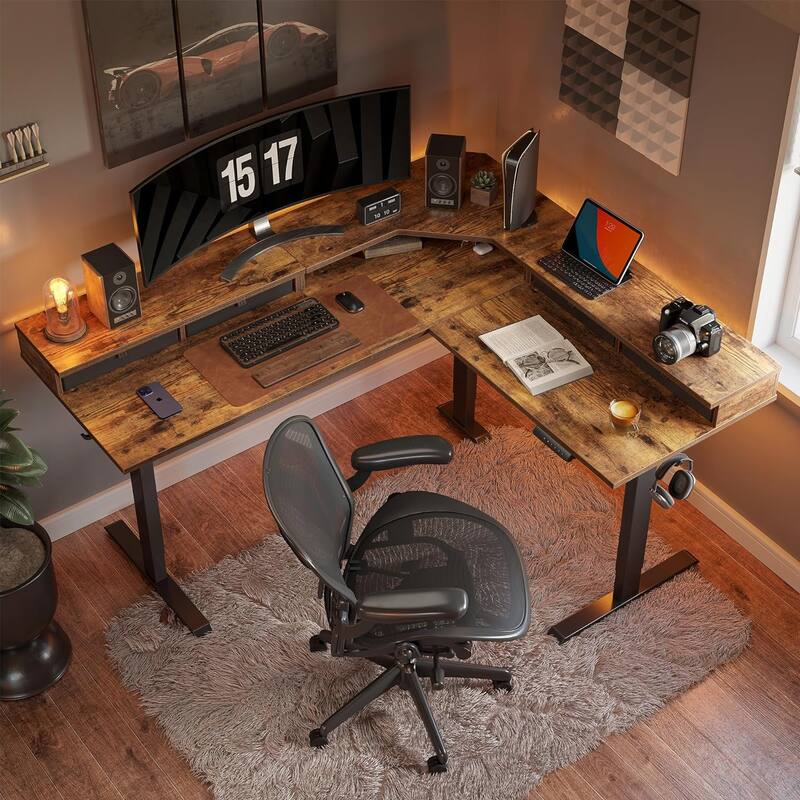 FEZIBO/Home Office Furniture/Wood/Desks - Brown