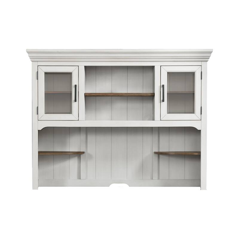 Drake Home Office 68" Wide Credenza Hutch Only, Rustic White & French Oak