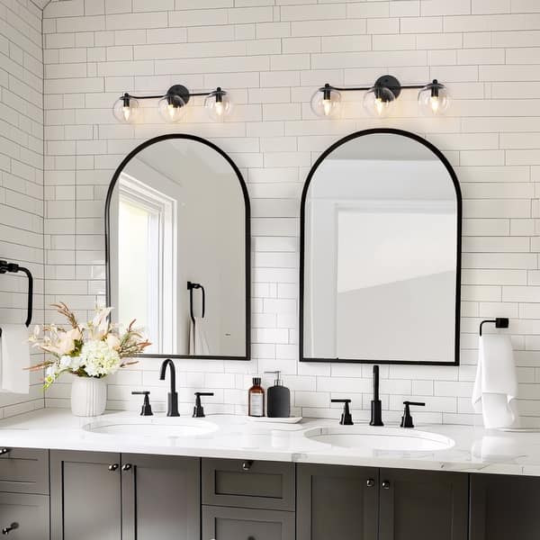 LNC 3-Light Black Vanity Light , Bathroom Light Fixture, Wall