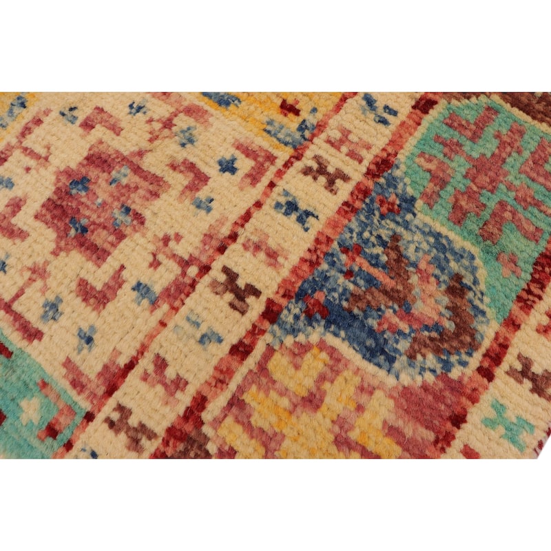 Bohemian Balochi Woodward Red/Beige Hand Knotted Wool Rug - 4'3'' x 6'0''