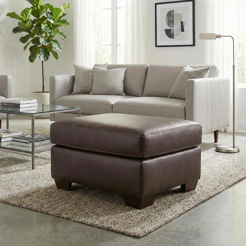 Roundhill Furniture Holmes Leather Upholstered Ottoman