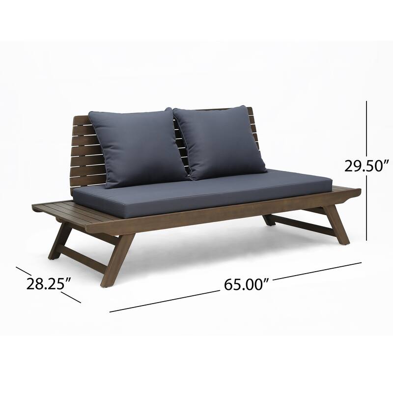 Roomfitters Outdoor Wood Loveseat with Cushions, Patio Seating Bench