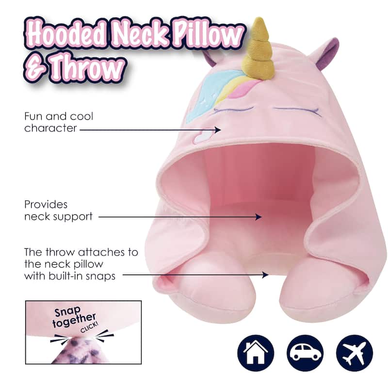 3D Animal Hooded Neck Pillow and Throw Set for Kids