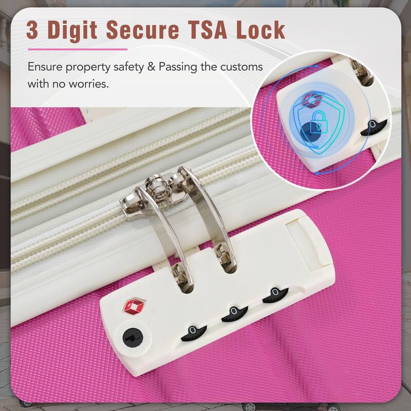 4 Pieces Hardshell Luggage Sets, 20"+24"+28" Luggages and Cosmetic Case Set Spinner Suitcase Set with TSA Lock
