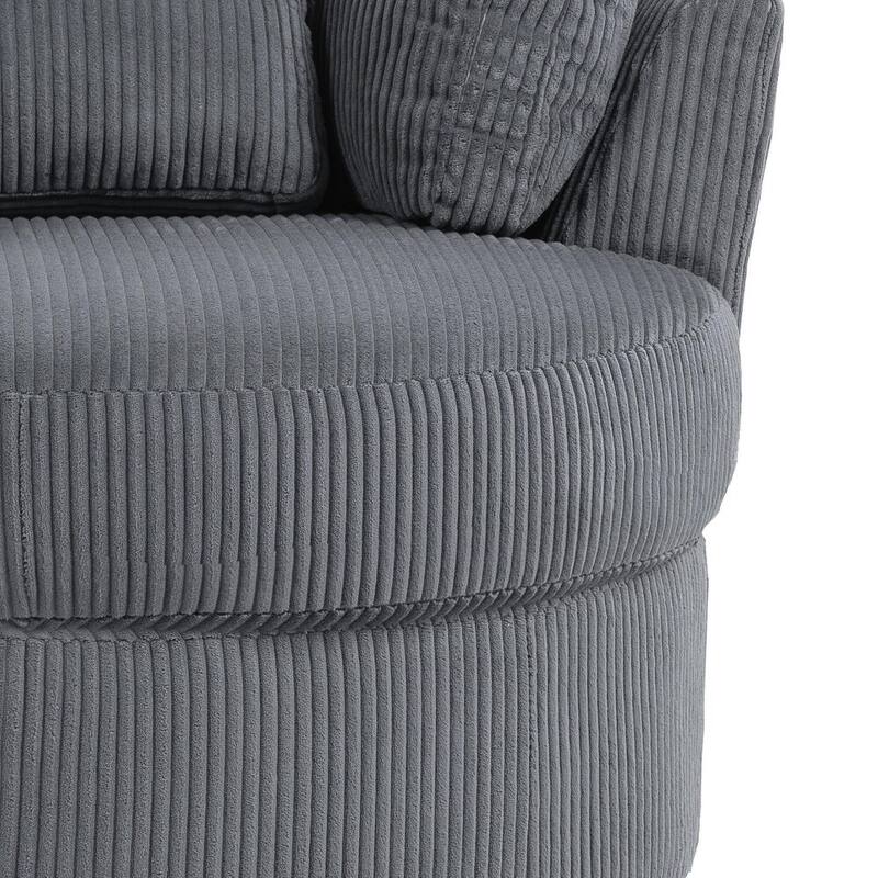 41" W Oversized Accent Barrel Swivel Chair with Moon Storage Ottoman