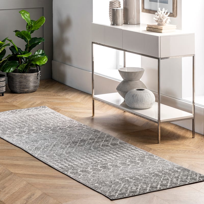 Nuloom Emmy Moroccan Trellis Area Rug - 2'8" x 8' Runner - Dark Grey