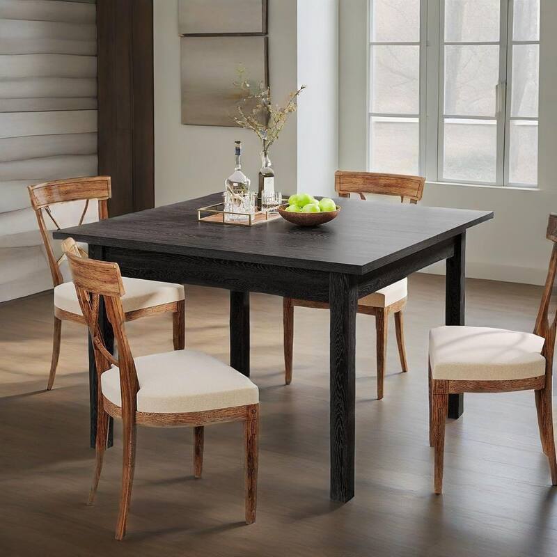 Tribesigns Square Wood Dining Table 39 Inch Oak Top Rustic Brown for 2 to 4 People Farmhouse Style - 39.4" x 39.4" x 30"
