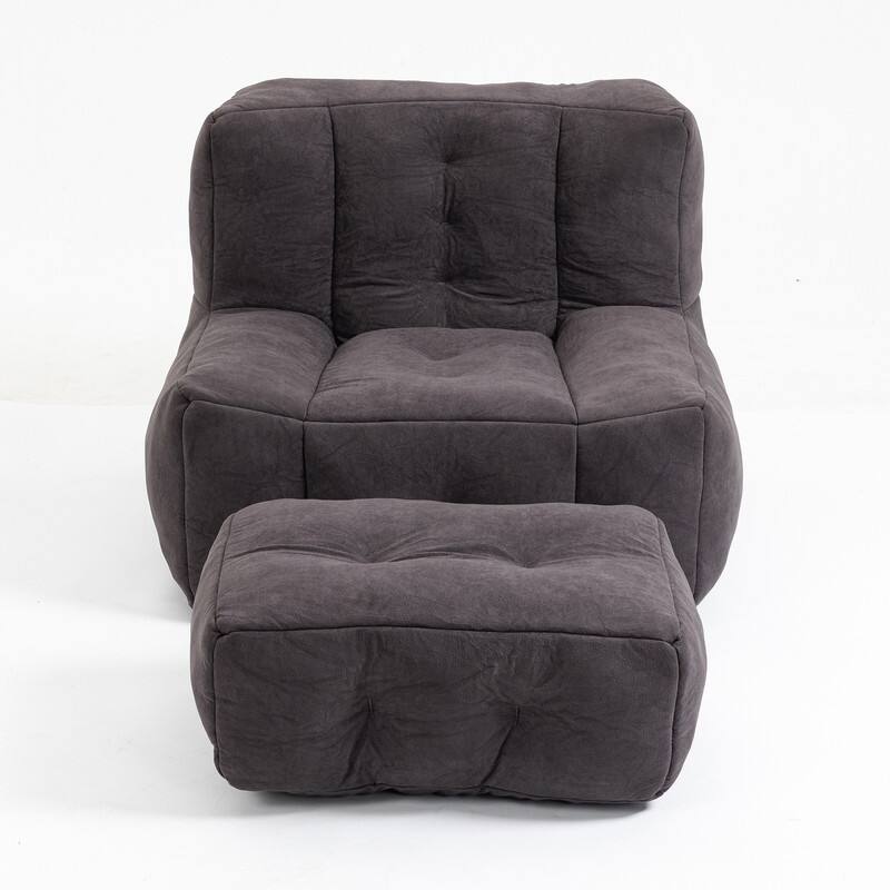 Fluffy Bean Bag Beanbag Chair with Memory Foam and Footrest