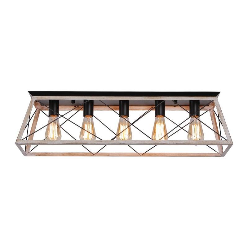 Farmhouse 5-Light Trapezoidal Cage Iron Ceiling Light