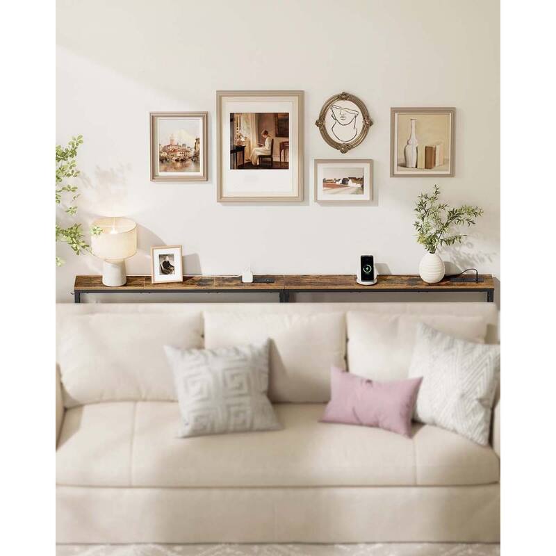 Set of 2 Narrow Sofa Console Table with USB Ports and Outlets for Hallway or Entryway - 5.9"W x 39.4"L x 31.5"H