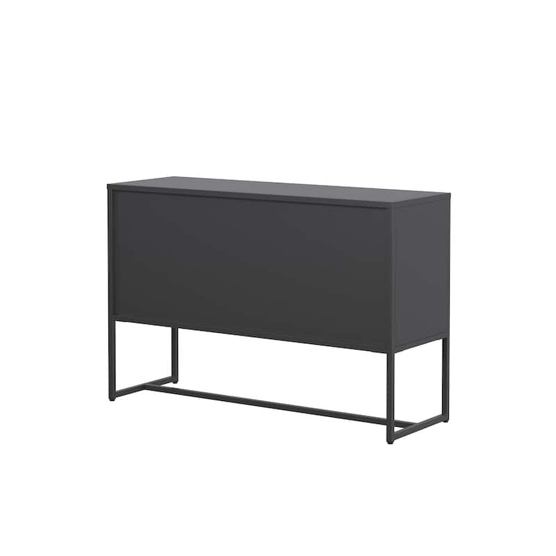 Bentley 31.56-inch Black Three Door Metal Sideboard with Mesh Doors - 47.32