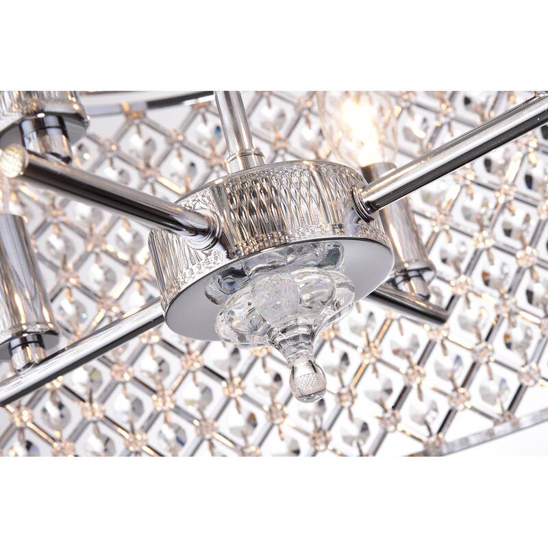 Chrome 4-Light Beaded Drum Crystal Semi Flush Mount