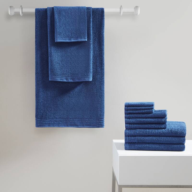 510 Design Big Bundle 100% Cotton Quick Dry 12 Piece Bath Towel Set - Indigo