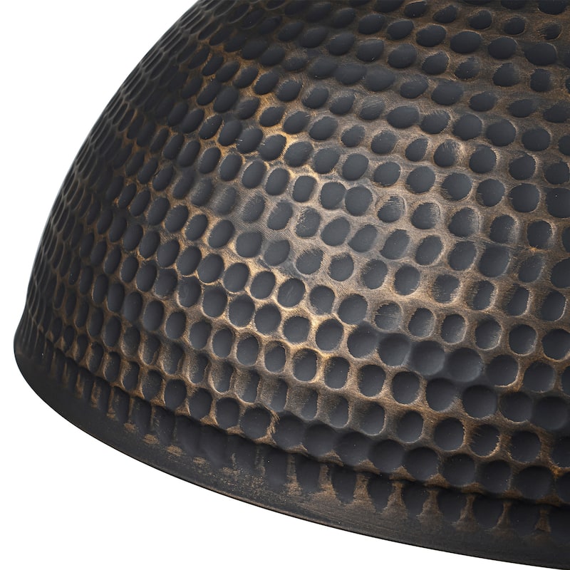 15.8" Industrial Modern Black Hammered Dome Pendant Light Fixture - W 15.75"