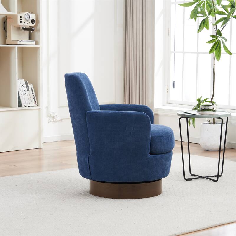 Polyester Swivel Barrel Chair with Stainless Steel Base