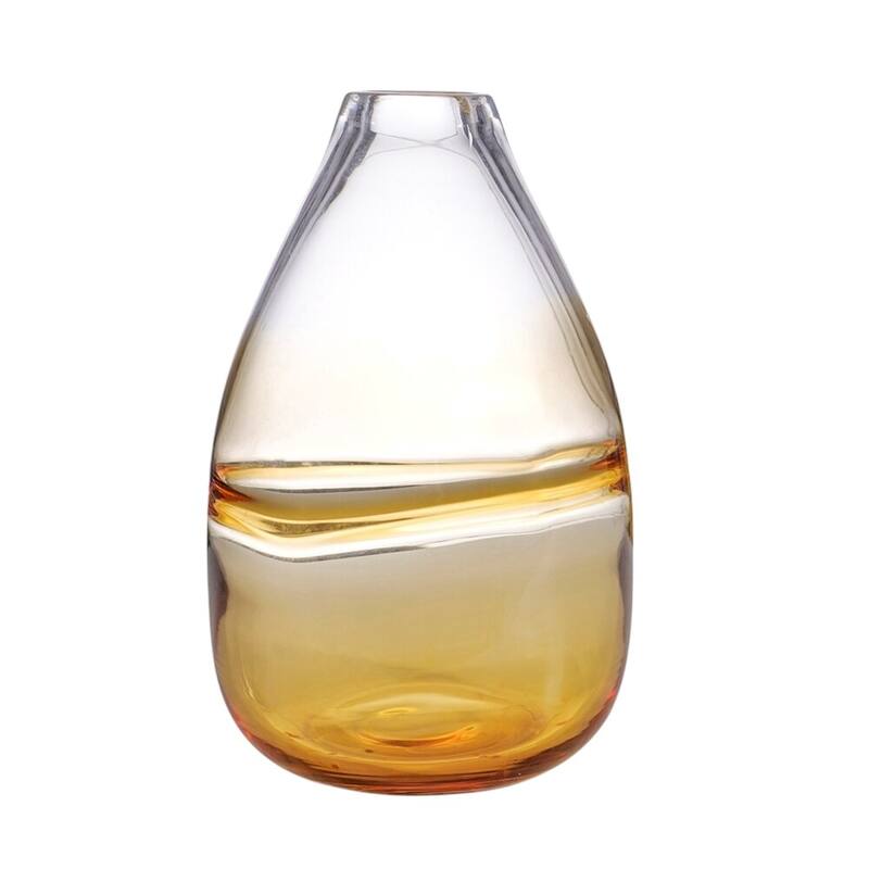 11" Clear And Amber Ombre Glass Round Table Vase - 7.10
