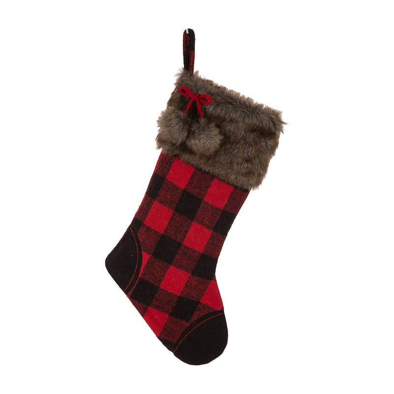 Glitzhome 21"L Plush Christmas Stockings - Plaid