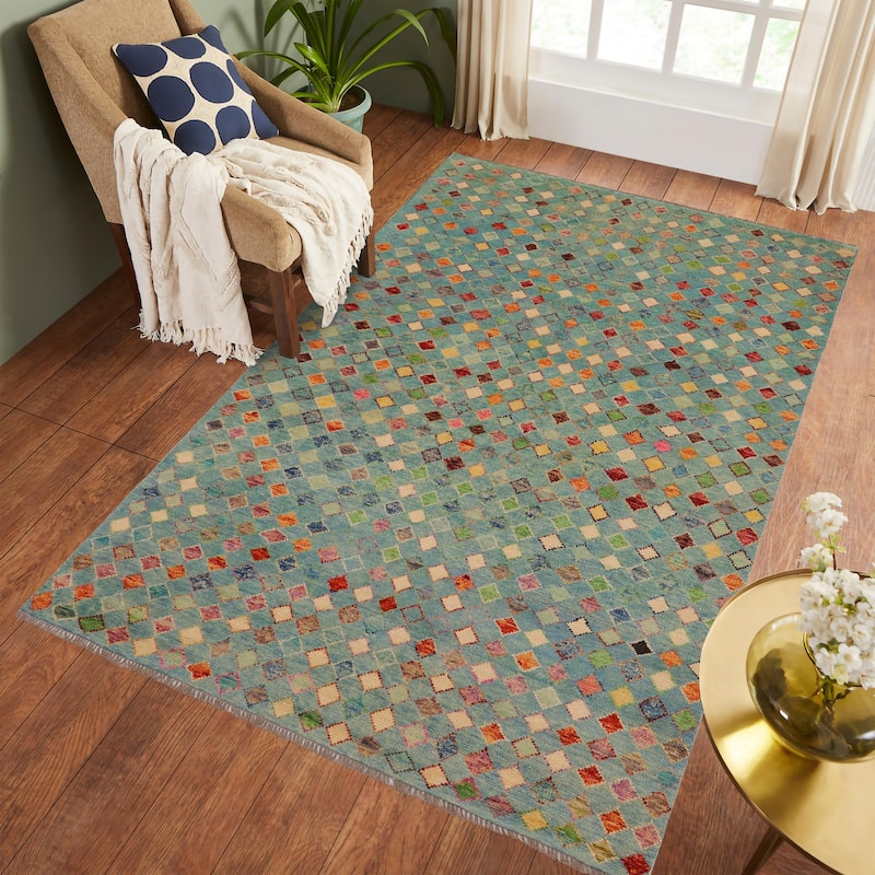 Boho Chic Balochi Yu Blue/Rust Hand Knotted Wool Rug - 4'9'' x 8'1''