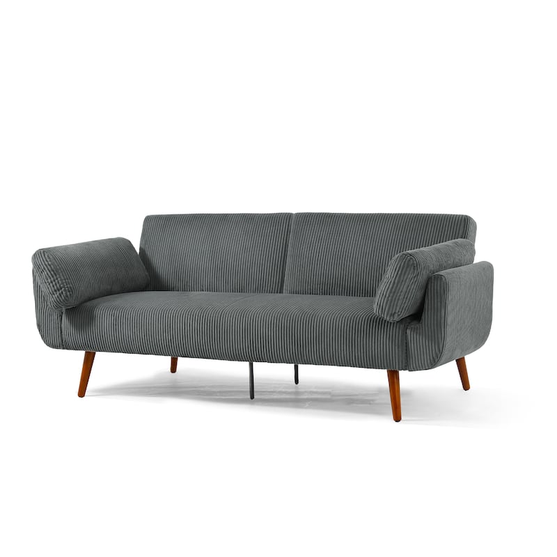 73.5 Inch Futon Sofa Bed Convertible Upholstered Couch Sleeper - Grey