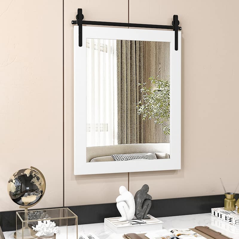 Costway 30''x22'' Wall Mount Mirror Decor Vanity Mirror Wood Frame - See Details