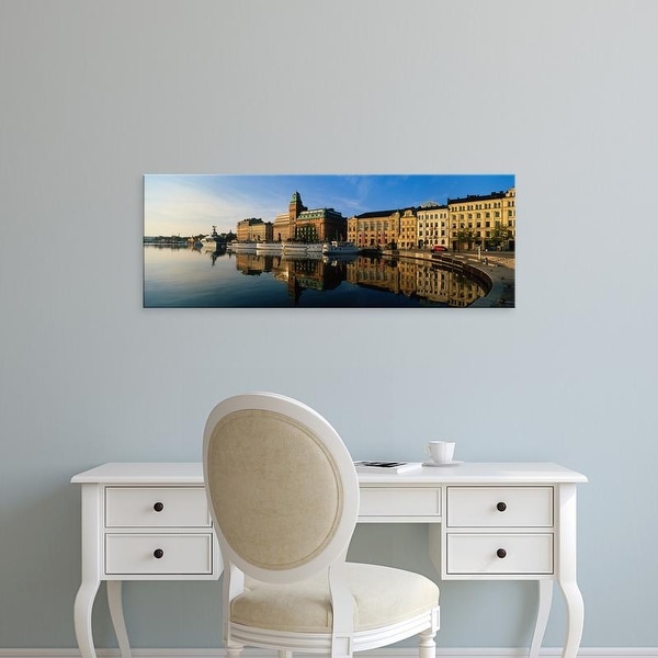 Easy Art Prints Panoramic Images's 'Reflection Of Buildings On Water, Stockholm, Sweden' Premium Canvas Art