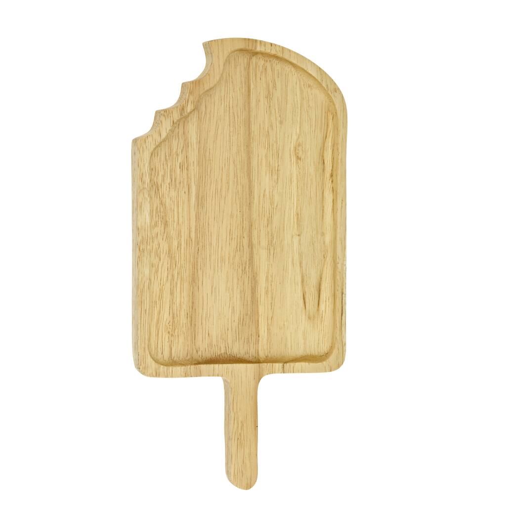 Handmade Fun Ice Cream Popsicle Shaped Native Natural Wood Hand Carved Plate (Thailand)