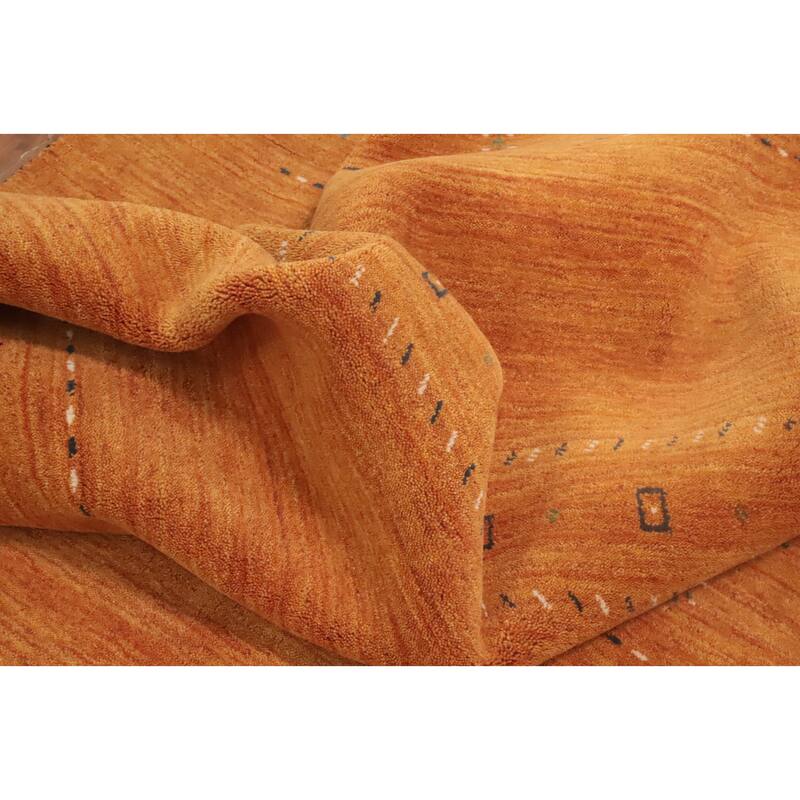 Hand Knotted Oriental 100% Wool Carpet Tribal Animal Pictorial Oranges & Rust Gabbeh Area Rug - 9' 7'' X 10' 0''