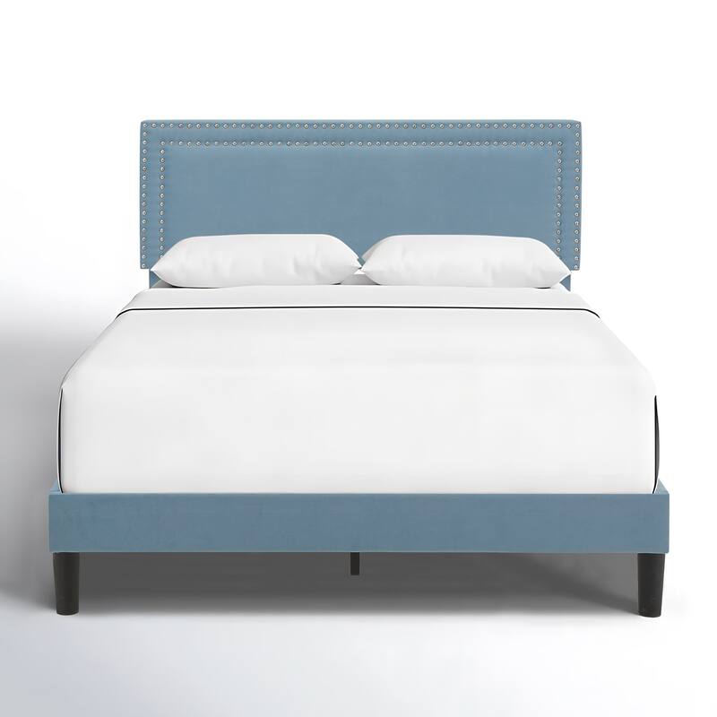 VECELO Upholstered Bed Frames with Height Adjustable Headboard