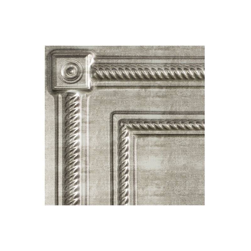 FASÄDE Coffer Decorative Vinyl 2ft x 2ft Lay in Ceiling Panel in Crosshatch Silver (5 Pack) - 12in x 12in Sample - Crosshatch Silver