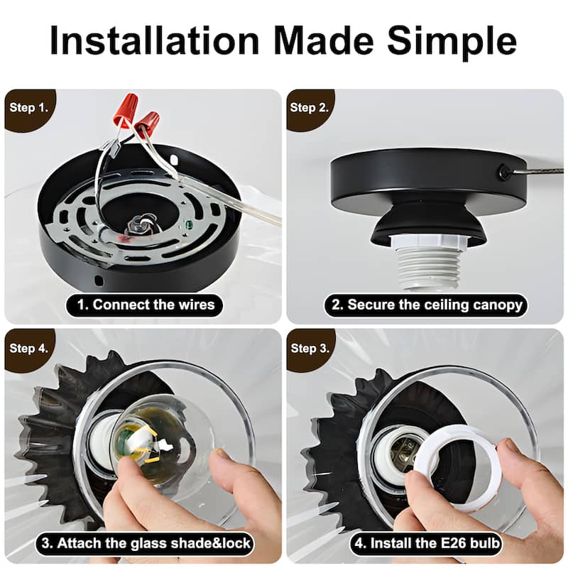 Starsky 1-Light Handcrafted Radiating Texture Art Glass Flush Mount