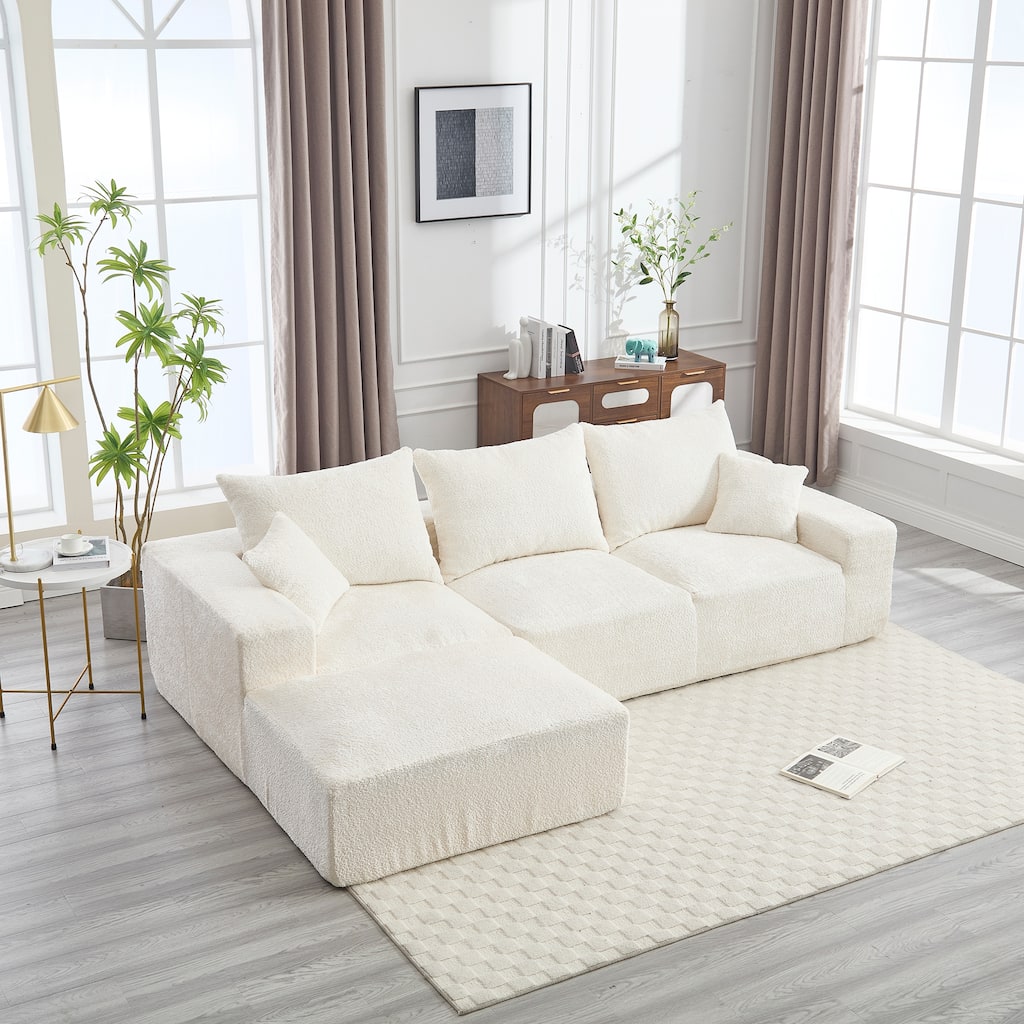 Stylish L-Shaped Sofa,Soft Fabric,Deep Seat and No Assembly