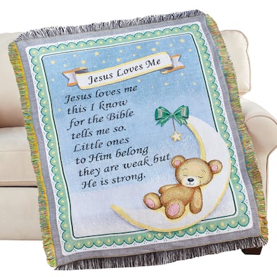 Children's Jesus Loves Me Tapestry Throw Blanket