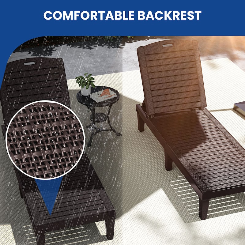 Outdoor Chaise Lounge Chairs (Set of 2) with Adjustable Backrest